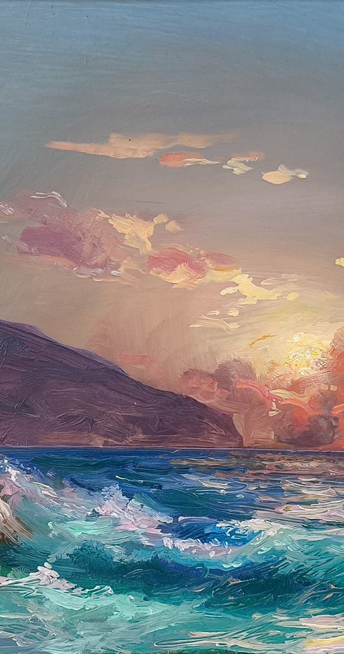 Sunset Over the Wild Sea by Mexak Xazaryan