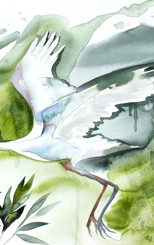 Egret in Flight by Elizabeth Becker