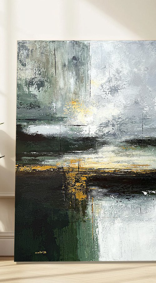 Ochre Light Across Green Depths by Tatiana Malinovscaia