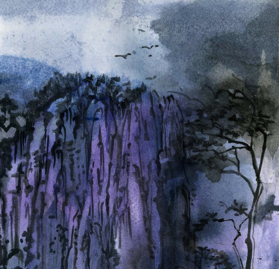 blue mountains watercolor