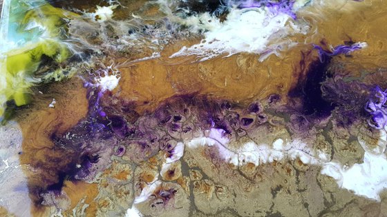 Painting abstract " Golden dreams " fluid epoxy resin artwork