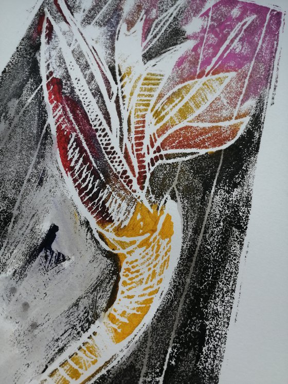 bird of paradise flower - Monotype 09