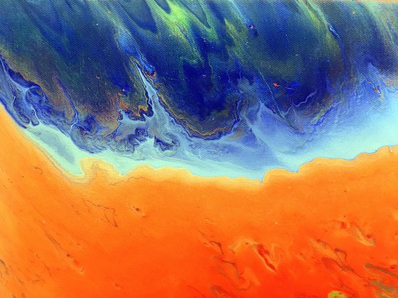 "Escape To Orange Island" - Original Abstract PMS Acrylic Painting - 24 x 24 inches