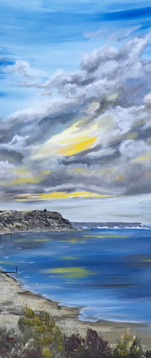 Hengistbury Head on a large square canvas by Marja Brown