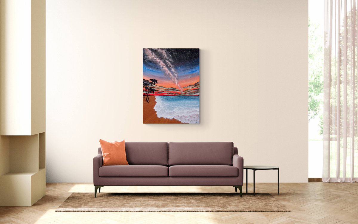 NIGHT SURF - XL seascape, colorful seashore, waves, sea foam, summer sunset, evening sea by Rimma Savina