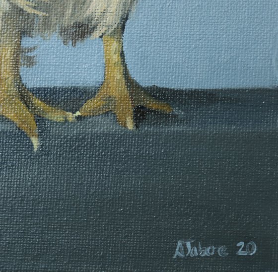 Chickens in a Row, Chicken Painting, Animal Artwork, Nature Wall Decor Framed and Ready to Hang Oil Painting by Alex Jabore Active