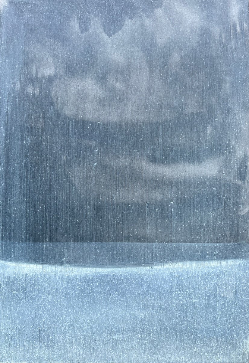 Abstract Landscape Oil Painting By Zakhar Shevchuk, 25 X 37", Rainy Night, Original Artwork