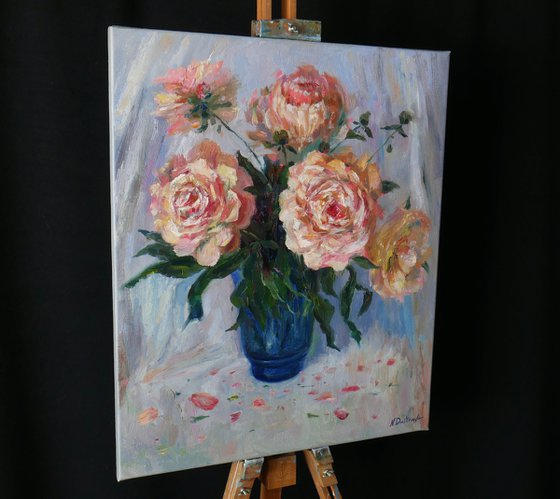 Peonies in The Blue Vase