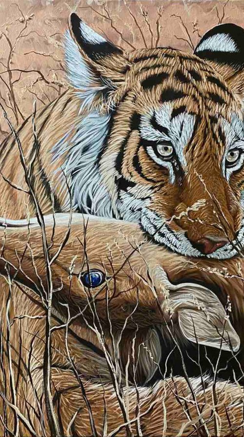 Successful Hunt. Tiger by Elena Adele Dmitrenko
