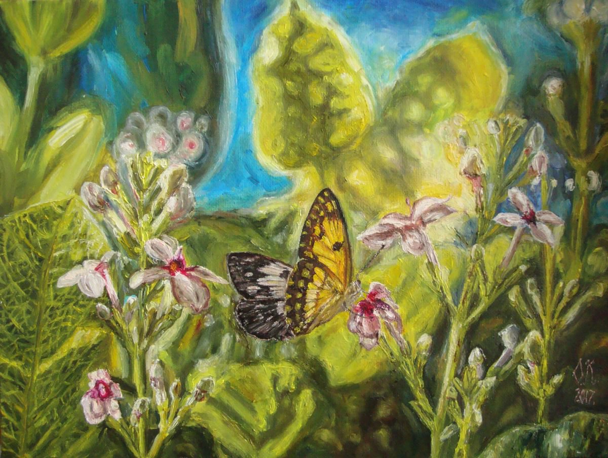 Photorealistic Botanical Oil Painting By Olga Knezevic, 16 X 12", Green Paradise, Original Artwork