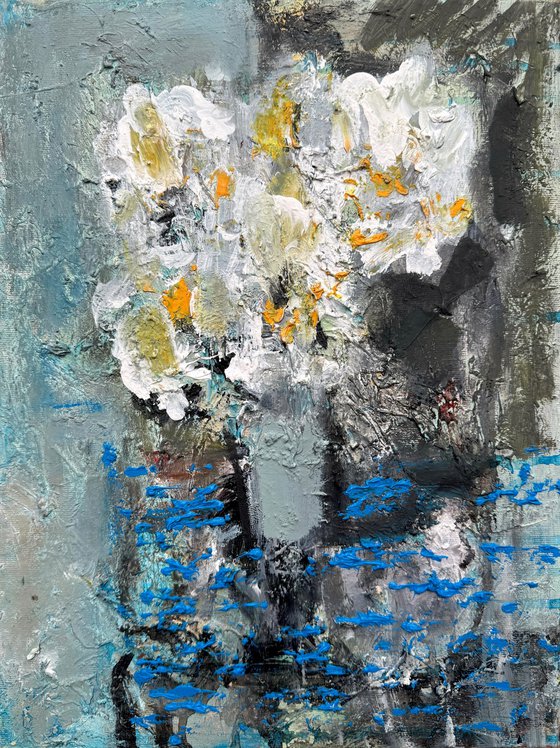 White Flowers in Glass