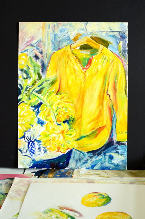 Still life with Yellow Shirt and Tulips