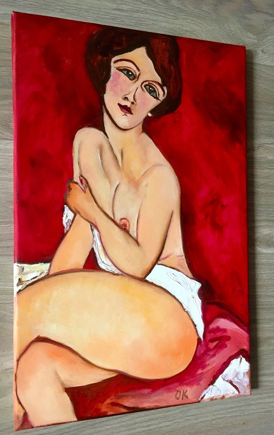 Red Nude #2 Amedeo Modigliani inspired