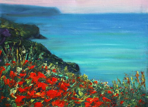 Flowers on the Mountainside /  ORIGINAL PAINTING by Salana Art Gallery