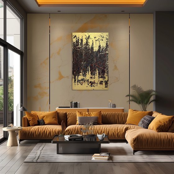 Greengold on grey 70x110x2 cm