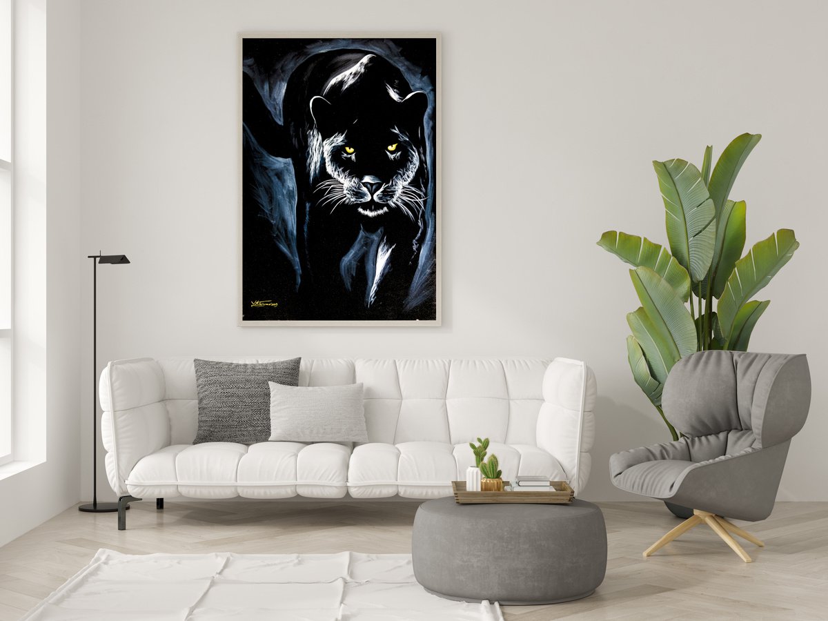 Expressive Animal Oil Painting By Vlad Atasyan, 20 X 28", Puma, Original Artwork