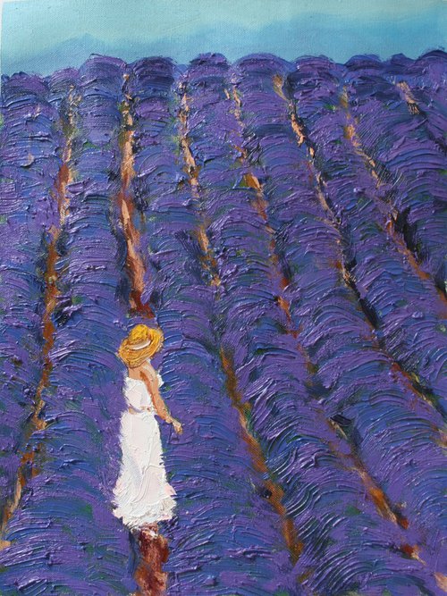 Lavender field... / ORIGINAL OIL PAINTING by Salana Art Gallery