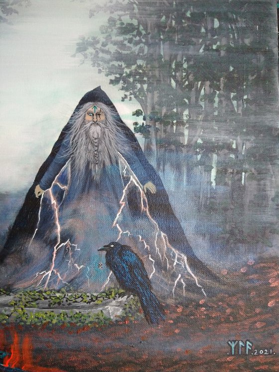 Odin's prophecy. Original acrylic painting by Zoe Adams