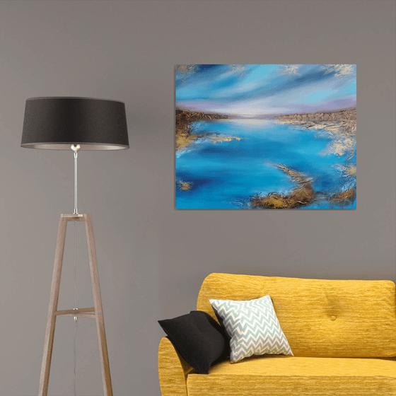 A XL large beautiful modern semi-abstract  seascape painting "Illusion"