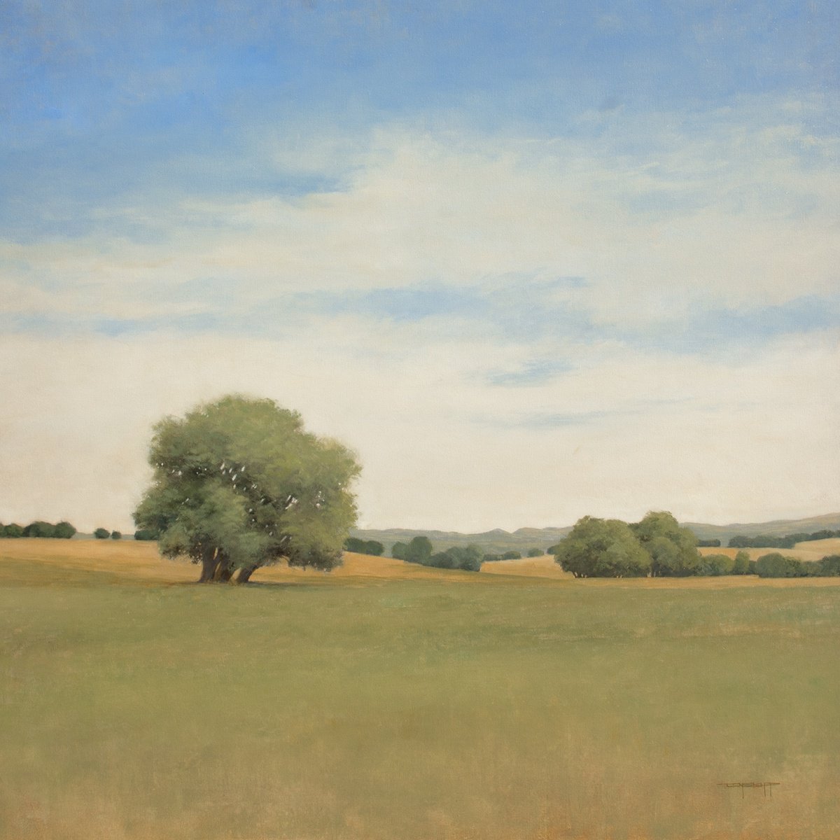 Impressionistic Landscape Oil Painting By Don Bishop, 40 X 40, A Summer Day 240328, Original Artwork