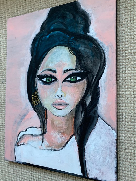 Big Eyes Woman Portrait Original Painting Inspired by Margaret Keane Copy Art Home Decor, Wall Art Decor Gift Ideas Etsy Finds Woman Artist