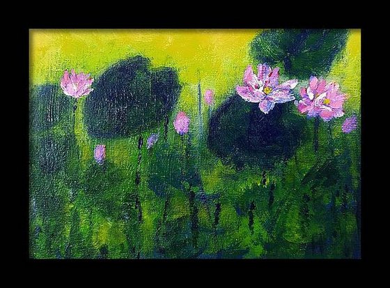 Impressionistic Sunset Lotuses