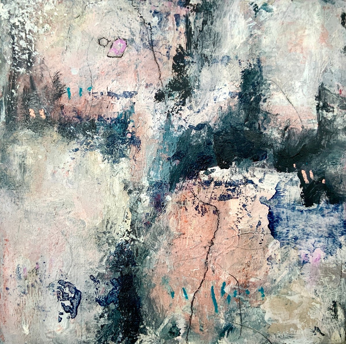 Organic Abstract Acrylic Painting By Alexandra Jagoda (Ovcharenko), 0 X 0, Echoes Beneath The Surface, Original Artwork