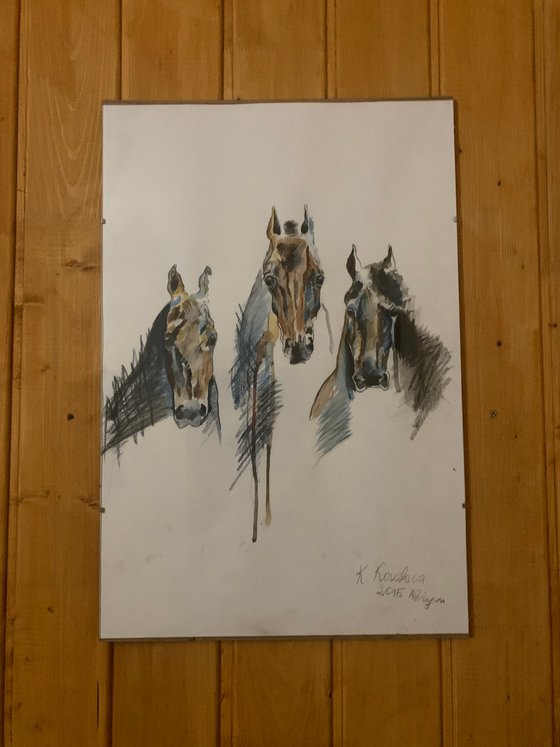 Horses ( large size ) watercolour