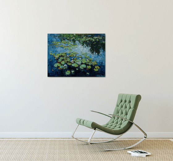 Water Lilies - Impasto Original Oil painting