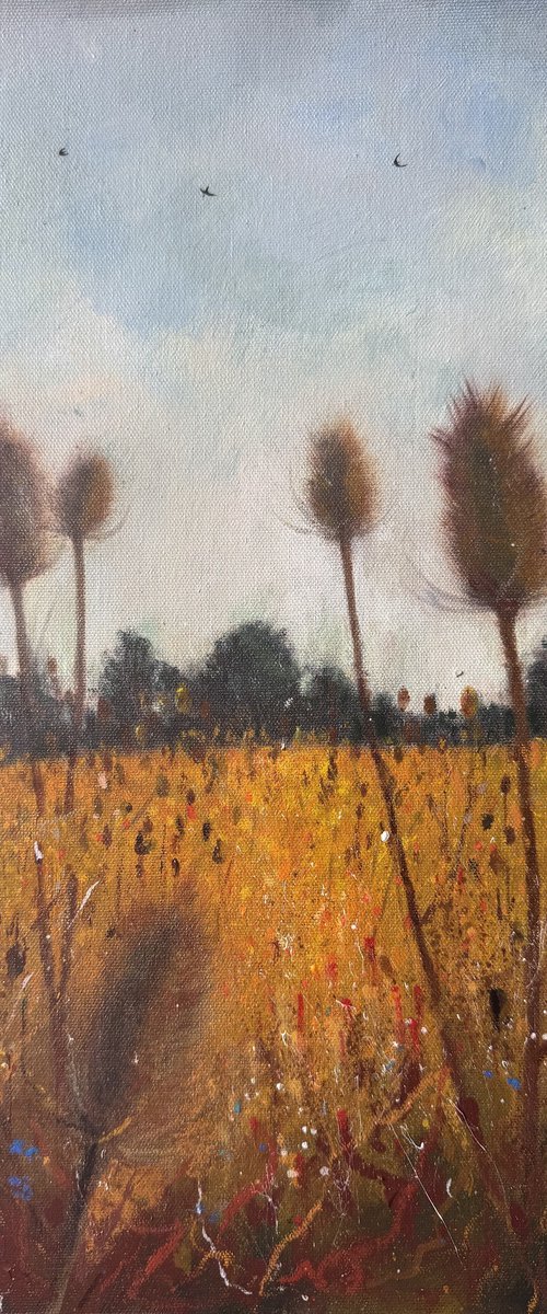 Teasel Field Swallows leaving by Teresa Tanner