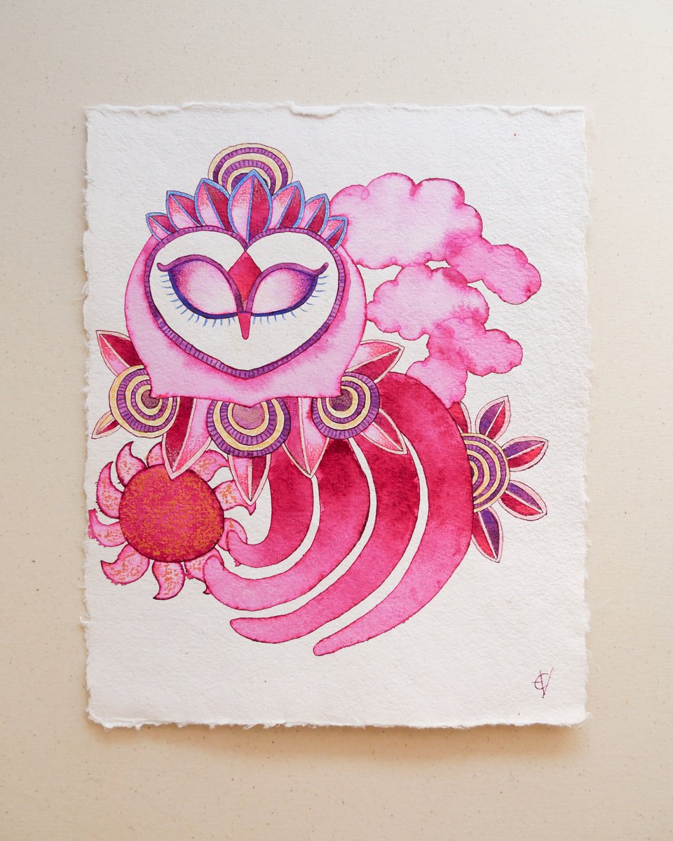 Pink Opera Owl by Eve Devore