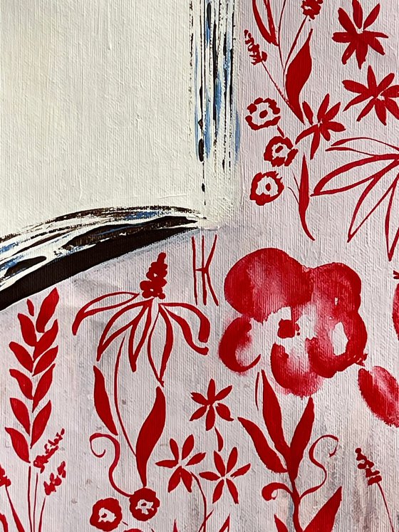 Woman Cat Reading Original Painting