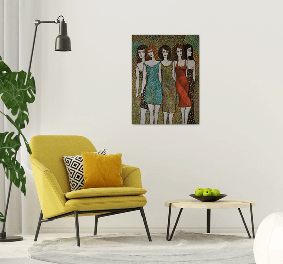 Five women posing