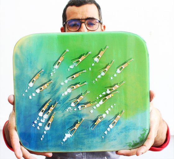 Swimmers 771 · in Epoxy Resin Baracay island Philippines green and blue water