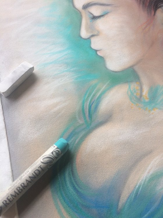 Woman Thinking of Turquoise