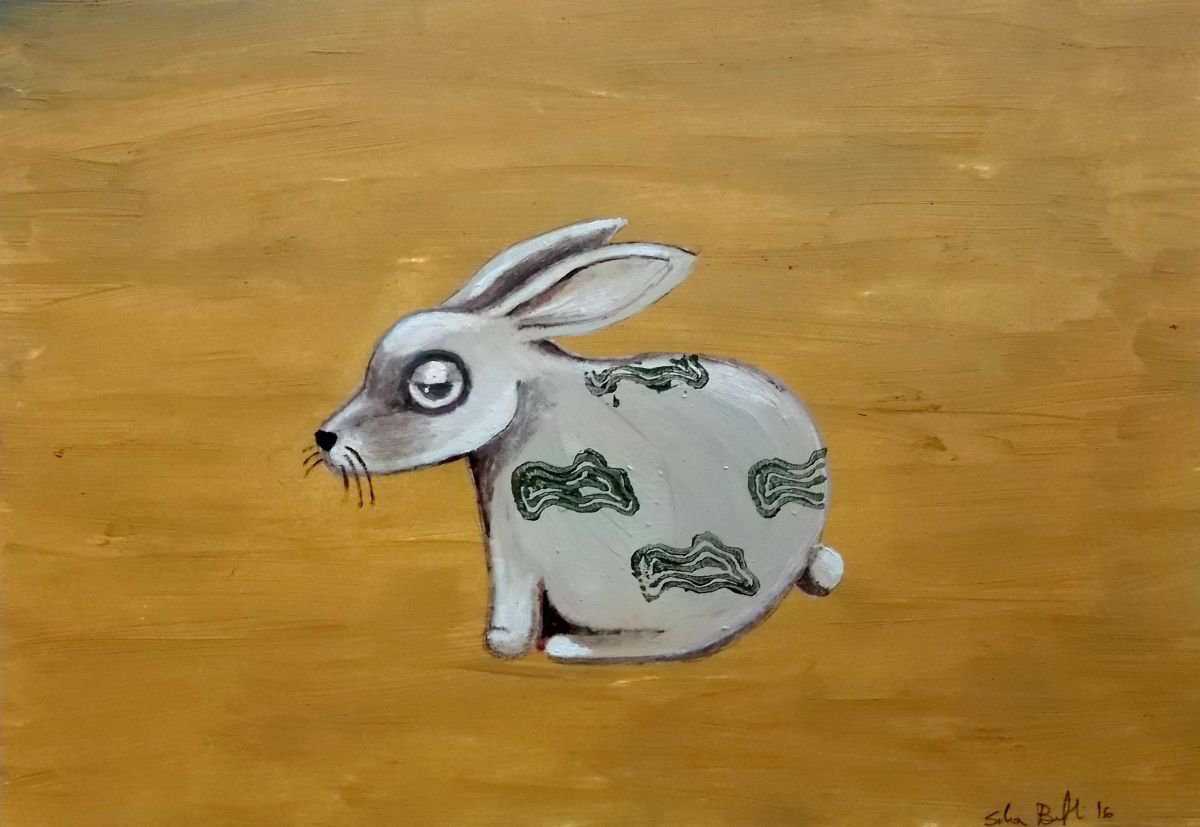the freaky rabbit - oil on paper by Silvia Beneforti