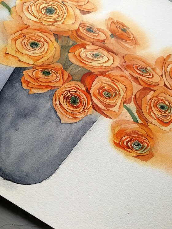 Orange flowers painting.