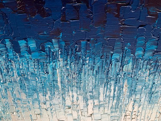 Cascade of Blue - LARGE,  TEXTURED, PALETTE KNIFE ABSTRACT ART – EXPRESSIONS OF ENERGY AND LIGHT. READY TO HANG!