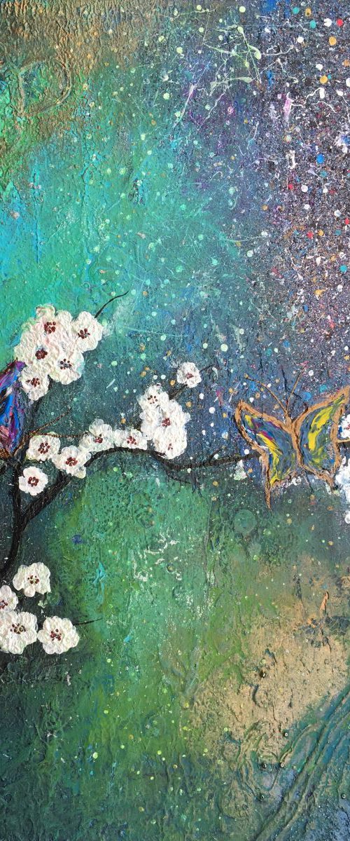 Sakura floral butterfly "I knew I will find you here" by Henrieta Angel