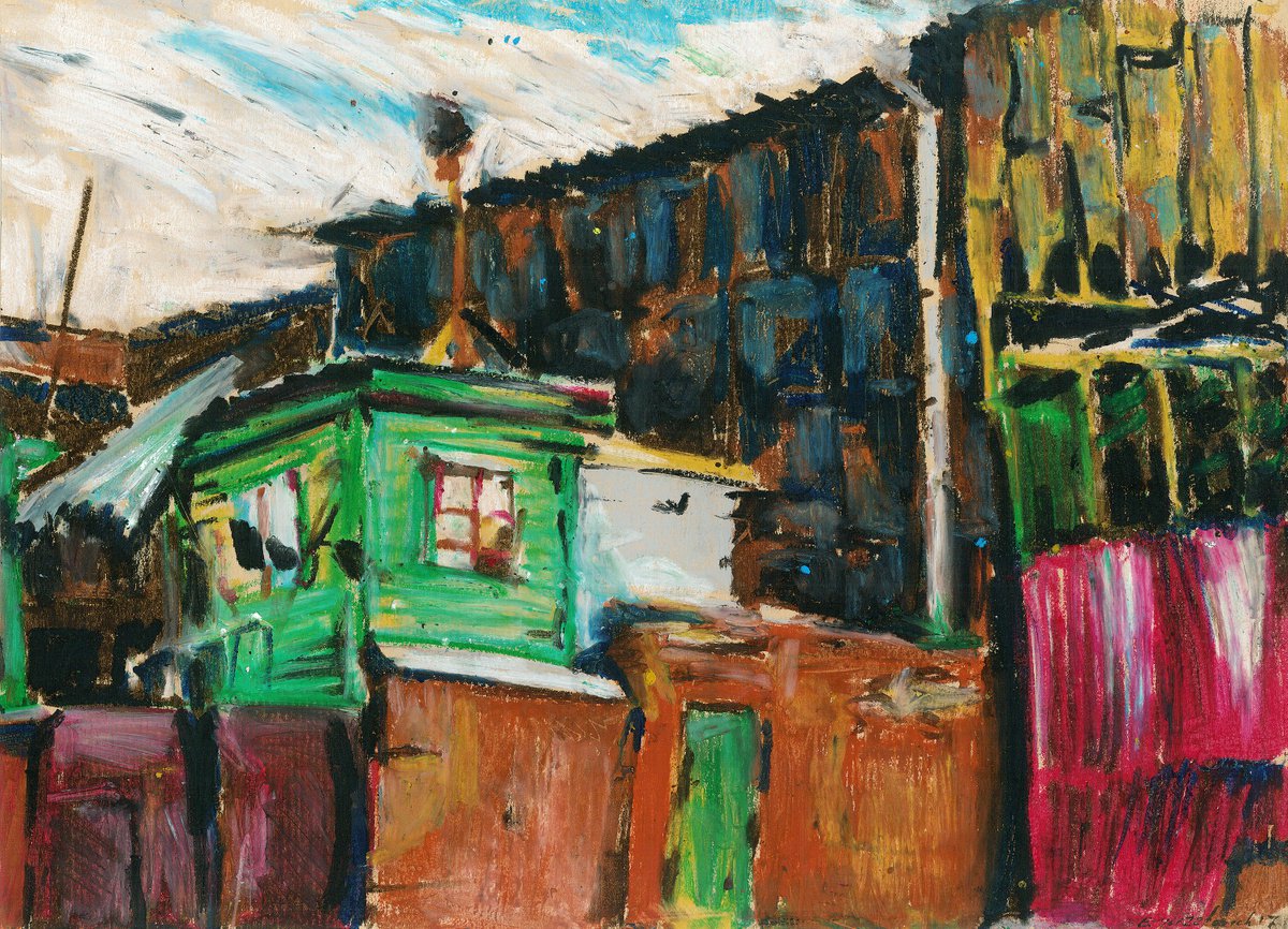 Expressive Pastel Drawing , Industrial Landscape By Elena Yuzefovich, 16 X 12, Artwork For Sale On Artfinder