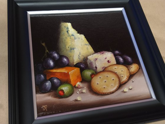 Cheese and crackers still life