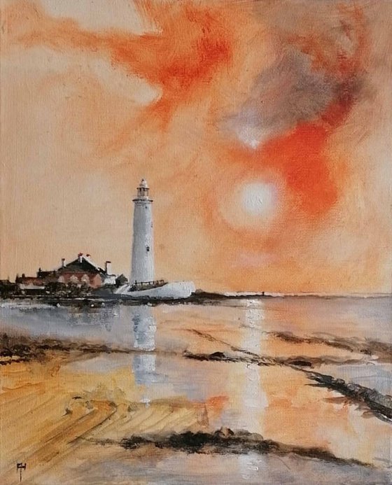 Sunshine over the Lighthouse, Whitley Bay