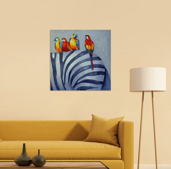 Parrots on Zebra