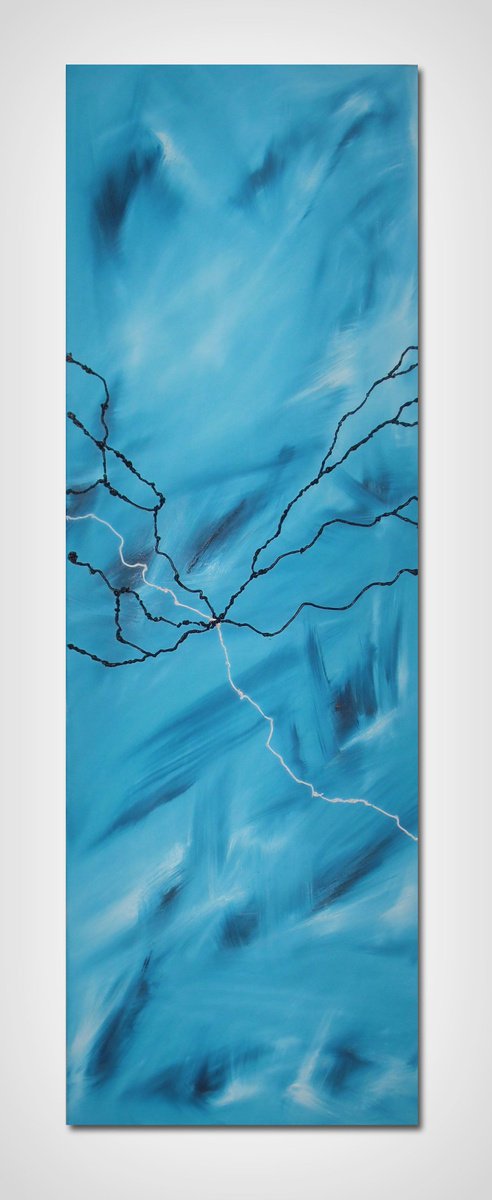 Abstract Oil Painting By Davide De Palma, 16 X 47, Untitled, Original Artwork