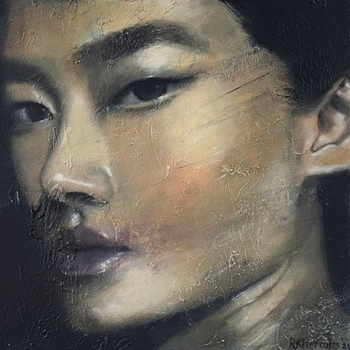Ash Foo | female contemporary portrait in Asian model oil paint on canvas Painting by RK H by Renske Karlien Hercules