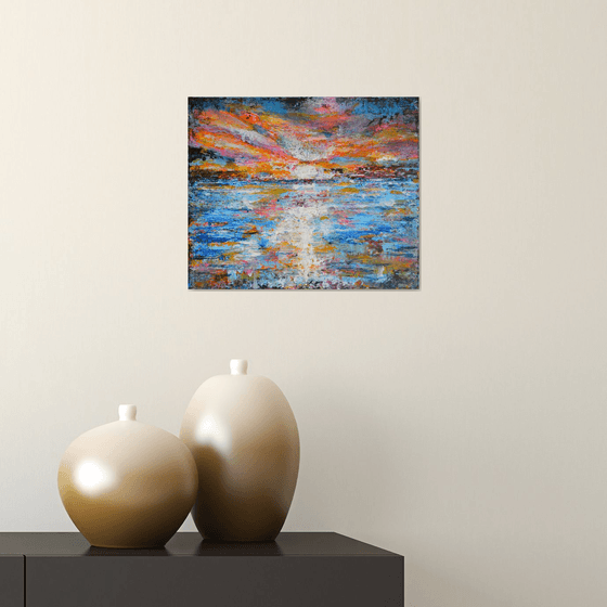 Seascape 01 - Palette knife  Modern abstract landscape Gift idea