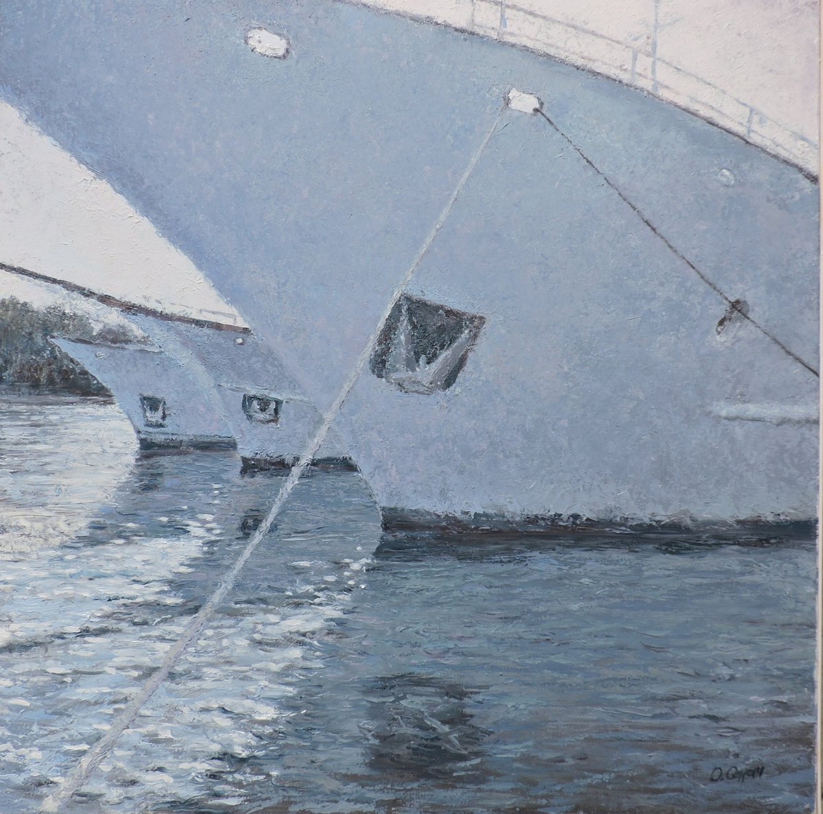 Impressionistic Landscape Oil Painting By Procach Olesia, 31 X 31", Three Chords, Original Artwork