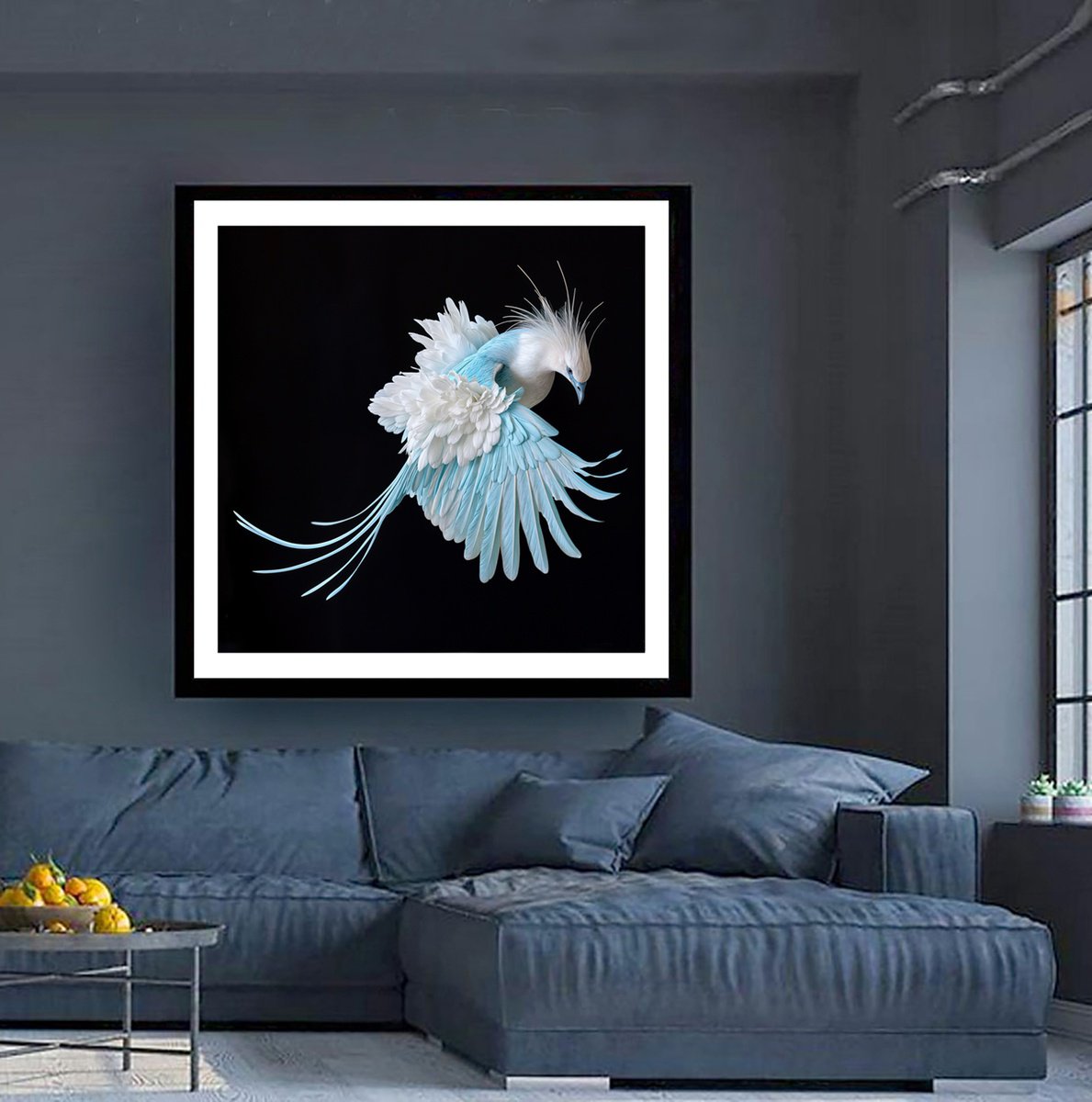 Photorealistic Animal Photograph By Michael Filonow, 32 X 32", Victoria Crowned Pigeon, Original Artwork