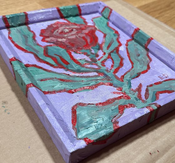 Red flower on violet | framed