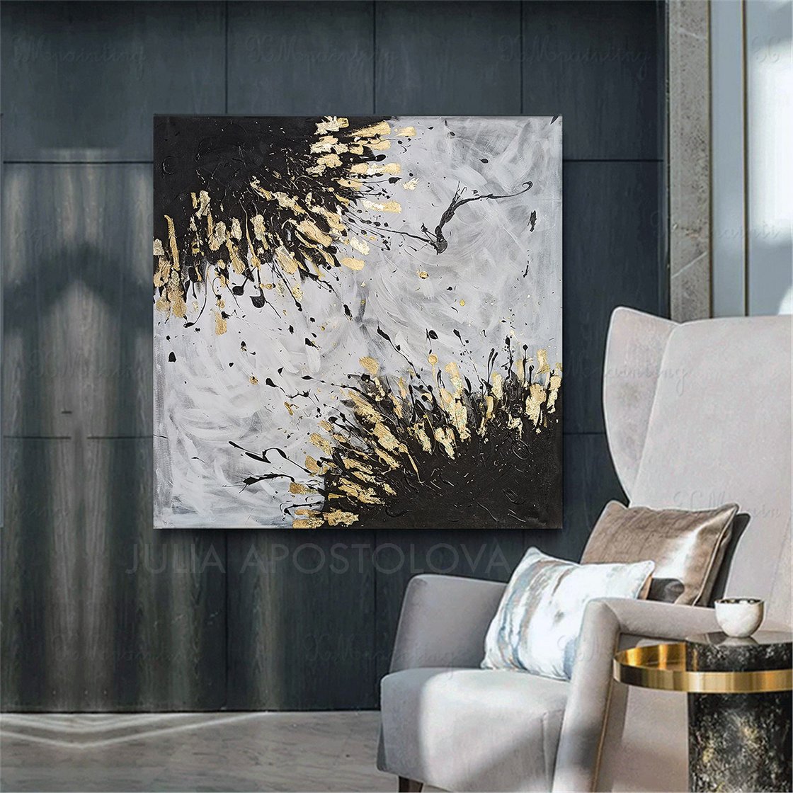 ''Angels Touch'' Extra Large Original Abstract Painting with Gold Leaf ...